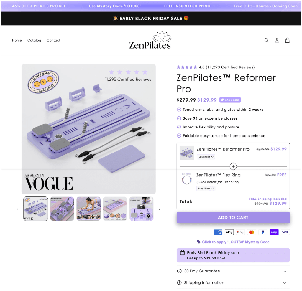 ZenPilates Reformer Pro product page